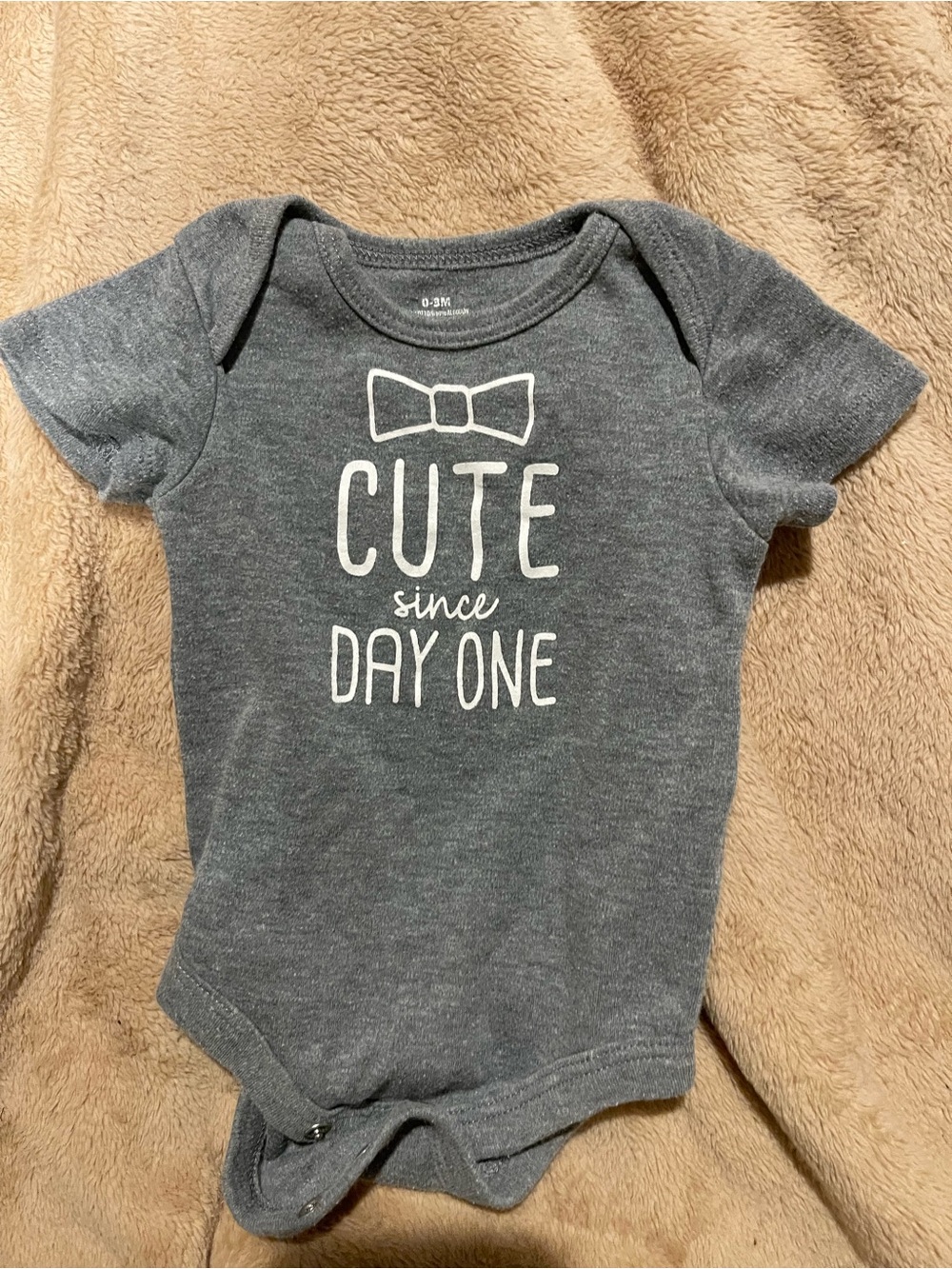 Source Unknown Gray "Cute Since Day One" Baby One-Piece Bodysuit